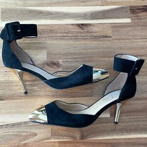 Marc Fisher Black and Gold Heels size 8